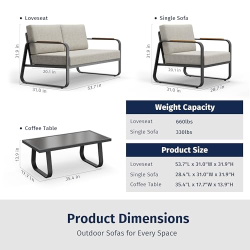 4-Piece Outdoor Patio Set with Sofa and Tempered Glass Table F97509