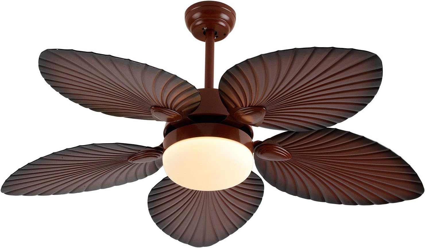 Tropical Ceiling Fans with LED Light 52 Inch Palm Leaf Fanlight 5 ABS Palm Blades 3-Speed&3 Color Changes Chandelier Lighting Fixture w/Remote for Bedroom Restaurant Kitchen Bedroom Living Room