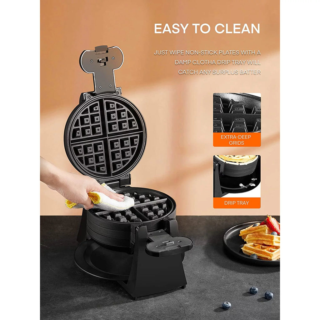 180° Flip Belgian Double Waffle Maker, 8-Slice Nonstick, Black A81667