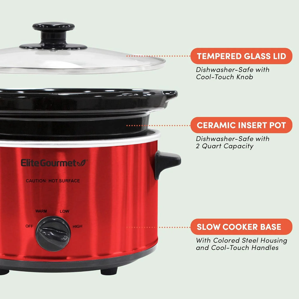 Electric Oval Slow Cooker, Adjustable Temperature, 2 Quart P2985