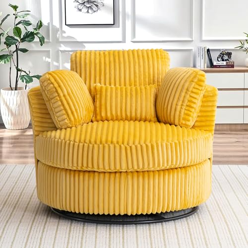 Swivel Barrel Chair with Ottoman for Living Room Bedroom, White W553228