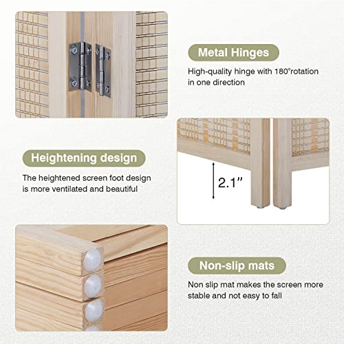 Bamboo Room Divider 6 Panel Folding Privacy Screen for Home L99111