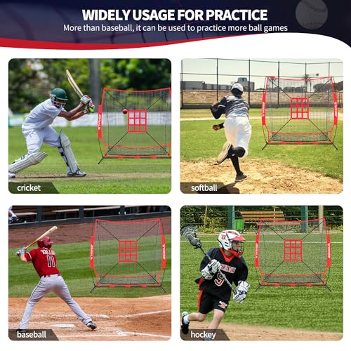 Baseball & Softball Practice Net with Bow Frame, Portable with Batting Tee and Carry Bag F660
