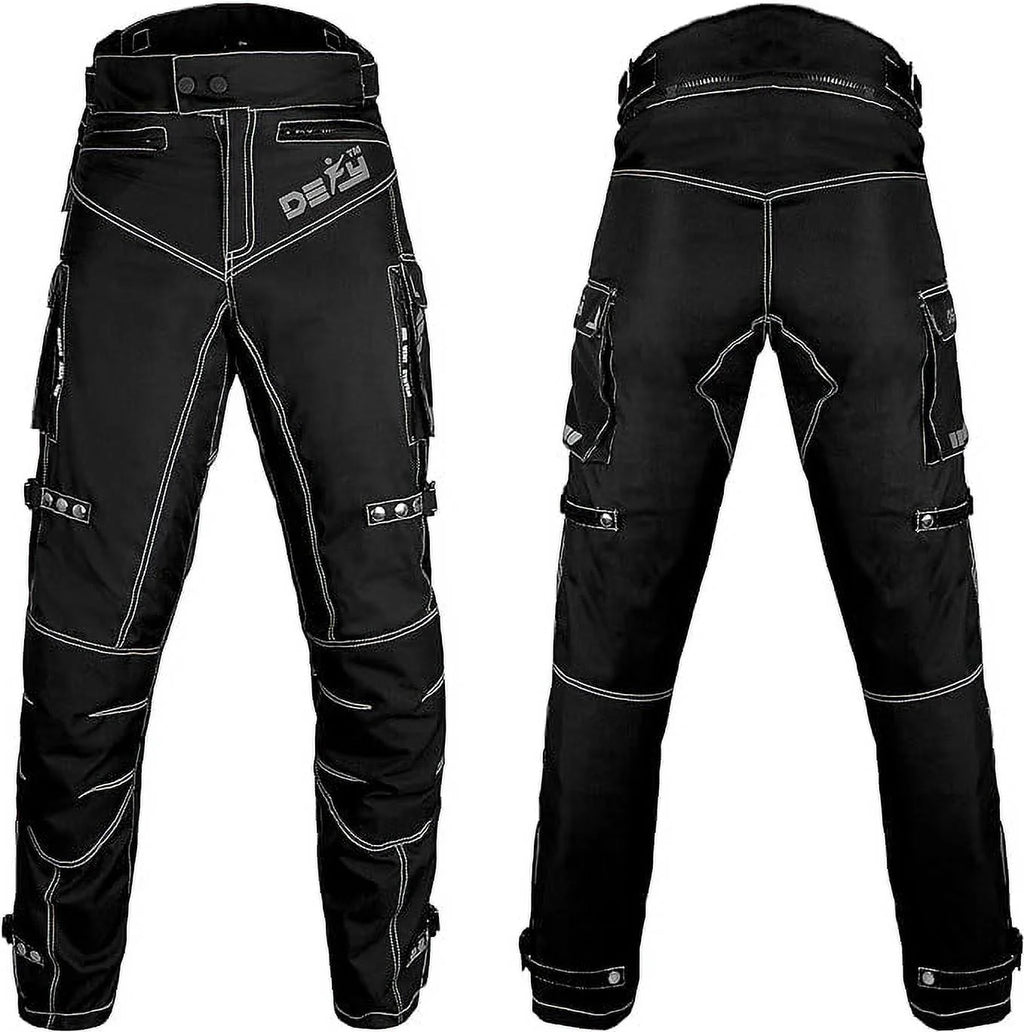 Defy Sports Motorcycle Pants for Men Biker Dual Sport - Riding Pants All-Weather - Removable CE Armored, W-32" INS-34"