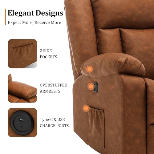 Swivel Glider Recliner Chair with Massage and Heating U85854