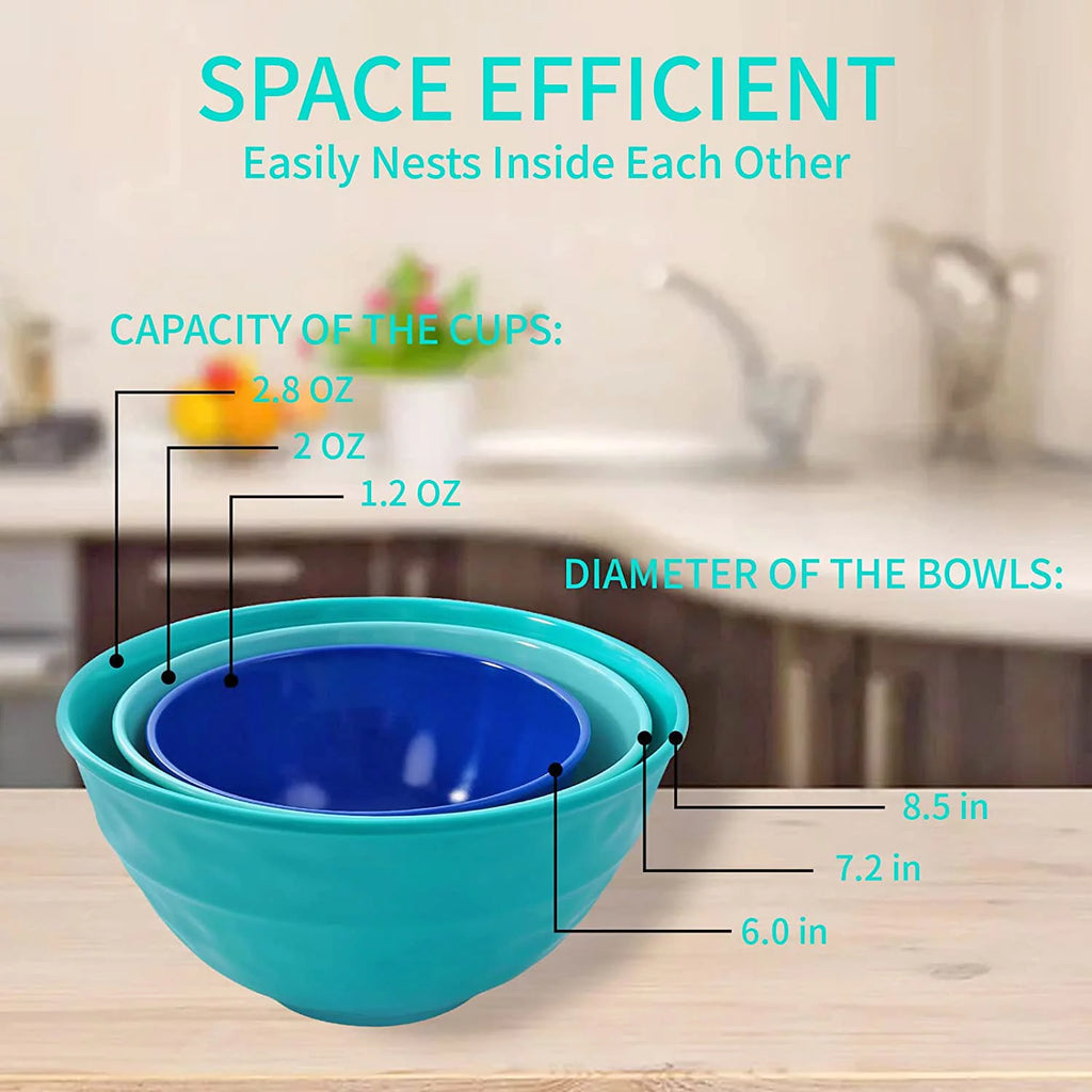 Melamine Mixing Bowl Set with Lids, 3-Piece Nesting Bowls, Dishwasher Safe G549