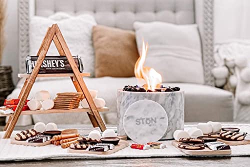 Tabletop Fire Pit Bowl - Portable Marble Fireplace, Indoor Outdoor, Mini Fire Pit for Patio Balcony K353