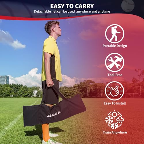 Baseball & Softball Practice Net with Bow Frame, Portable with Batting Tee and Carry Bag F660