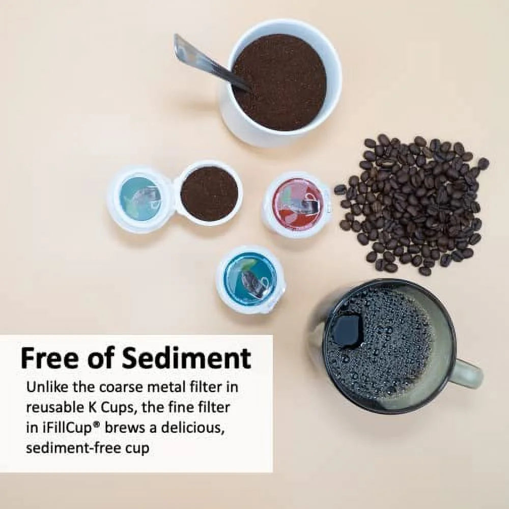 Reusable Single Serve Coffee Pods, 1296 Count, White, Recyclable, Airtight V4430
