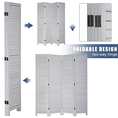 6 Panel Wood Room Divider Freestanding White 5.57 FT S6393