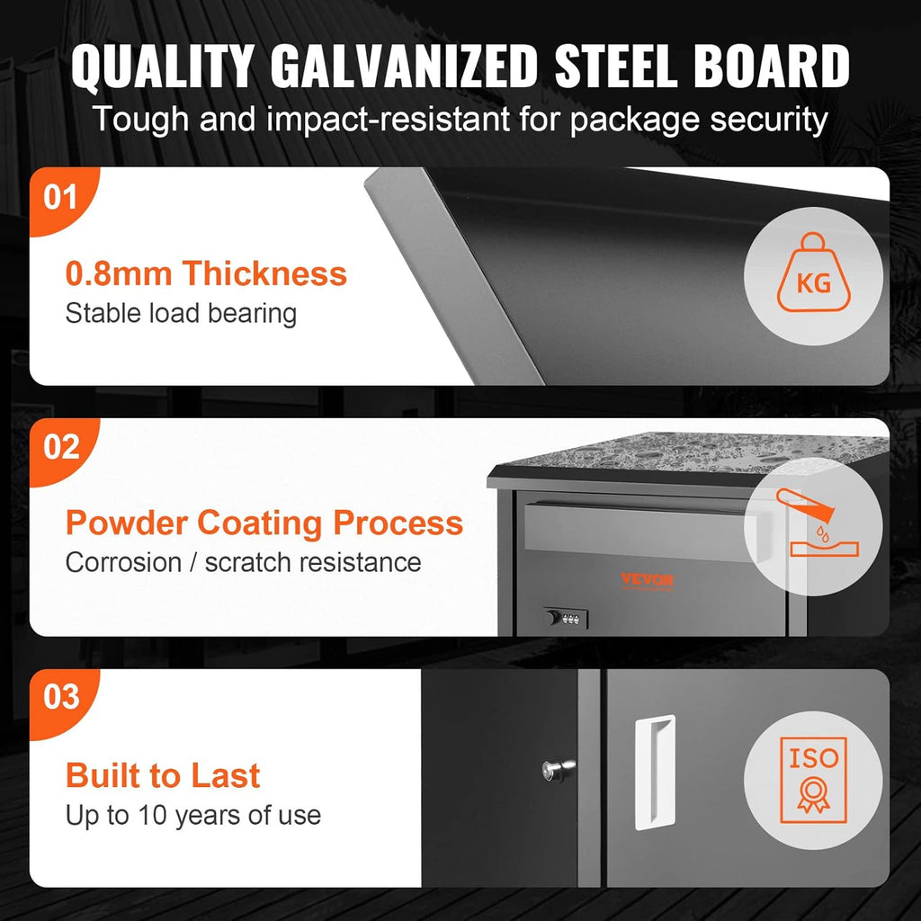 Package Delivery Box for Outside, Galvanized Steel with Coded Lock L38466