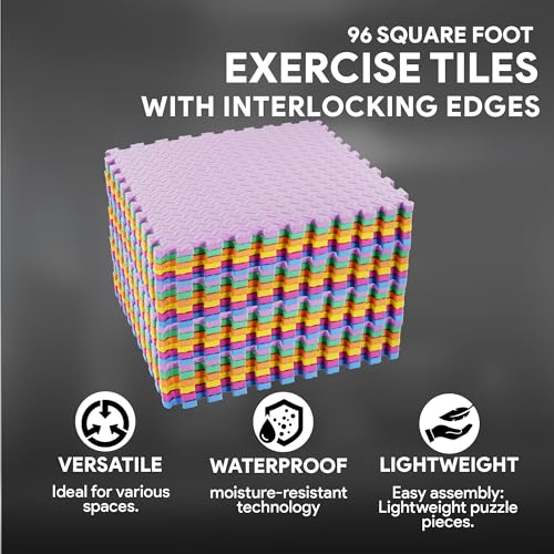 Puzzle Exercise Mat with EVA Foam Interlocking Tiles for MMA, Gymnastics and Home Gym N211438