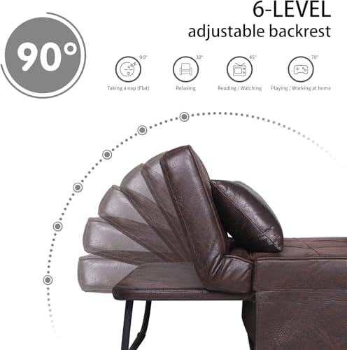 Sofa Bed Folding Ottoman Couch with Adjustable Backrest, Dark Grey C9023