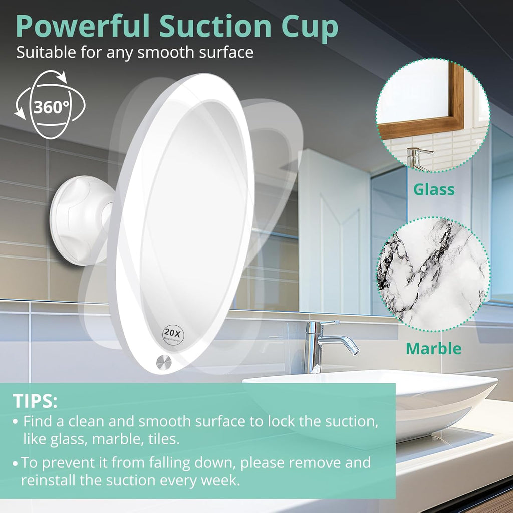 20X Lighted Magnifying Mirror with Suction Cup for Bathroom K92561