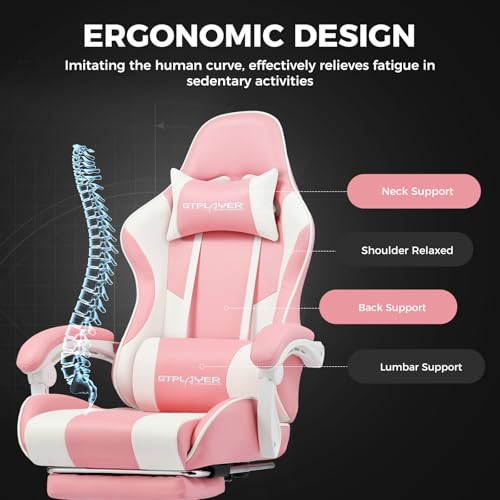 Gaming Chair with Footrest and Lumbar Support, Height Adjustable, 360° Swivel, Blue U7447