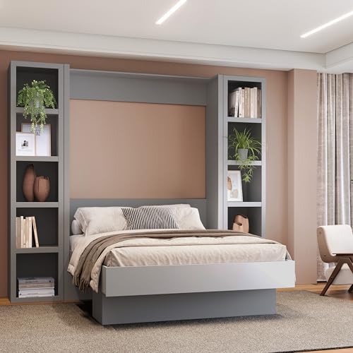 Queen Murphy Wall Bed with Two Bookshelves Y365306