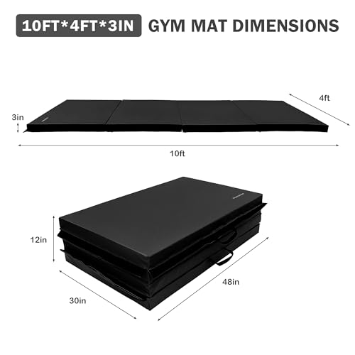 Folding Exercise Gymnastics Mat 4x10x3 Inch with Carrying Handles G881552