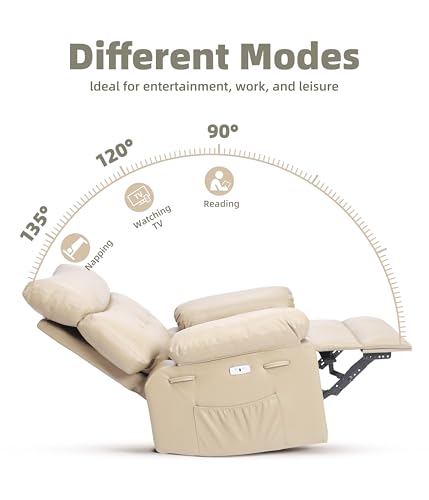 Electric Swivel Massage Chair, Power Rocking Recliner with Vibration and Heating, PU Leather Single Sofa with USB Port and Storage L680