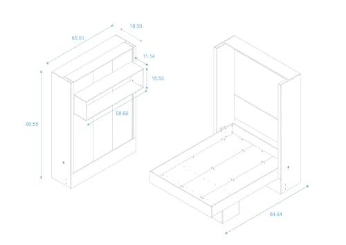 Full Murphy Wall Bed in White with Shelf O67975