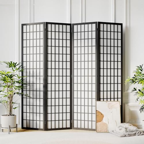 6 Panel Folding Shoji Screen Room Divider, 5.9 Ft, Natural J6469