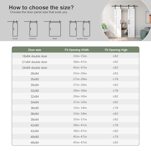 White Barn Door with Sliding Hardware Kit, 7FT, 5-Panel K864232