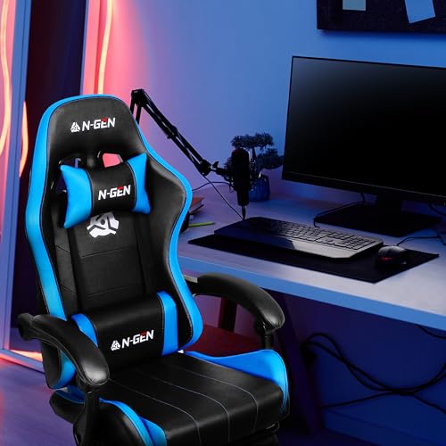 Ergonomic High Back Gaming Chair with Footrest PU Leather Recliner O1049