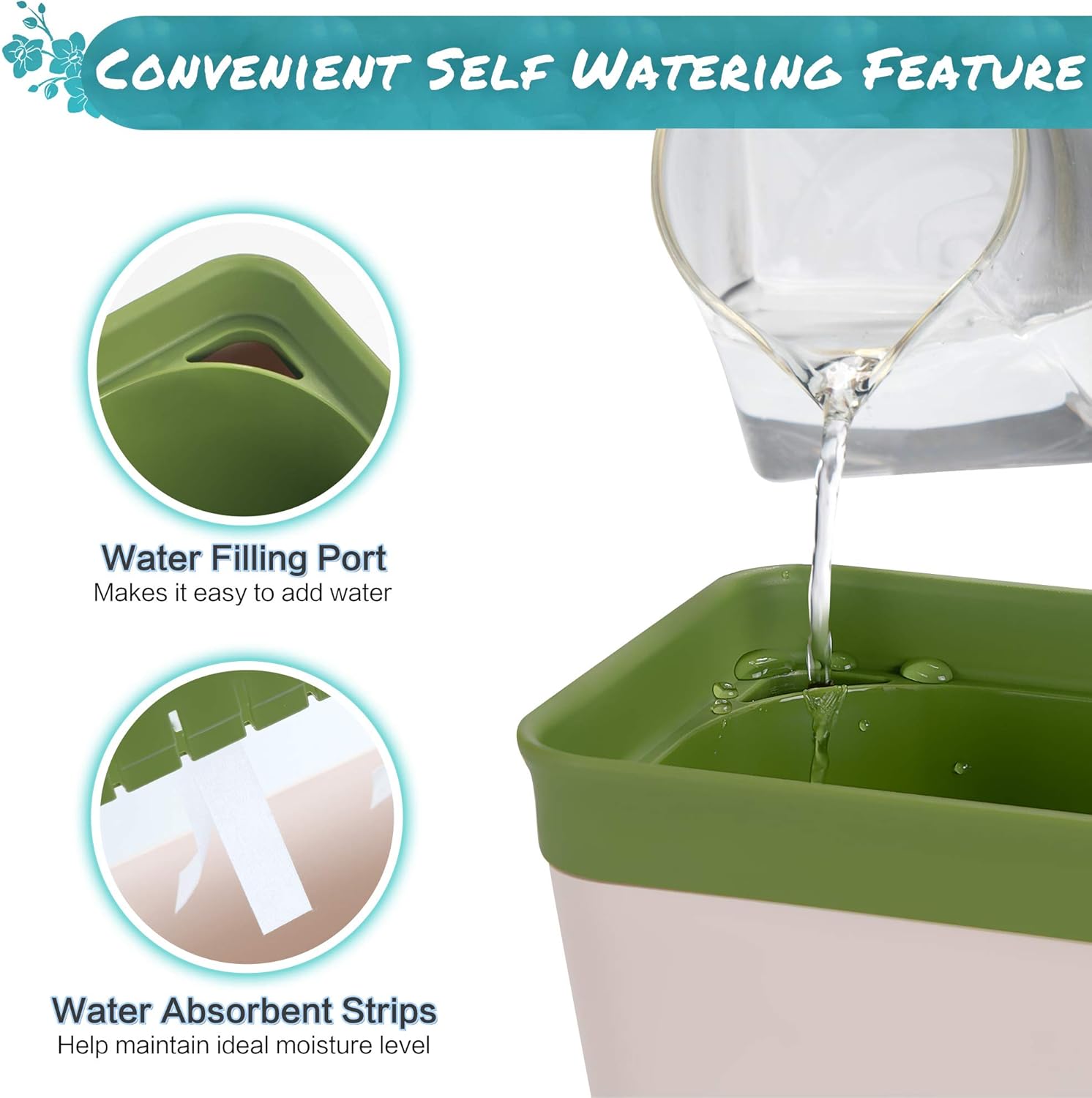 Window Herb Planter Box, Self-Watering, Set of 3 V9641