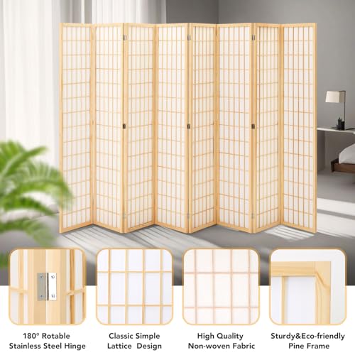 6 Panel Folding Shoji Screen Room Divider, 5.9 Ft, Natural J6469