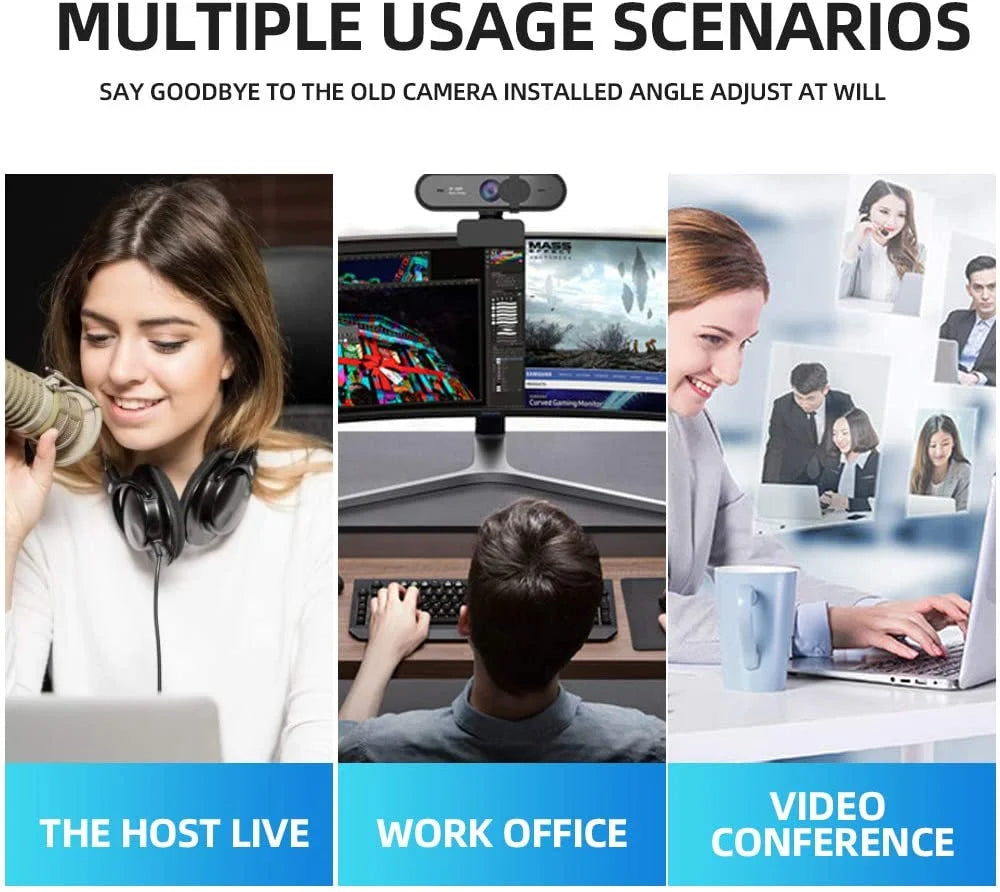 Webcam with Microphone, 1080P HD, Privacy Shutter and Tripod Stand V710748