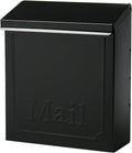 ARCHITECTURAL MAILBOXES Townhouse Vertical Small Capacity, Galvanized Steel Wall Mount Mailbox, 4.1 x 8.6 x 10.1 inches, Black