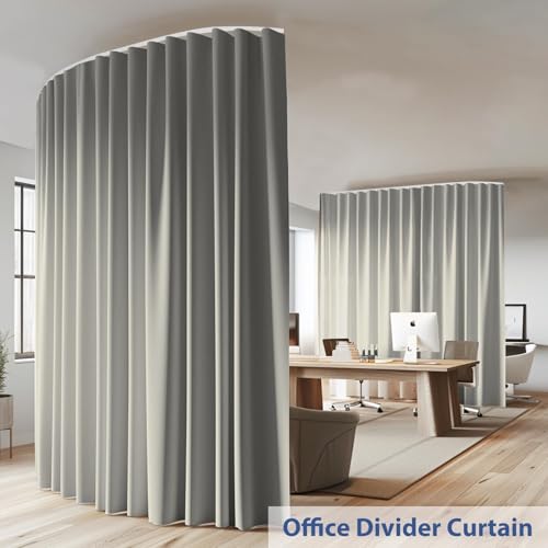 Ceiling Mounted Room Divider Curtain Track Set, Blackout Panel, White Rail, 8.3 x 7 ft K66131