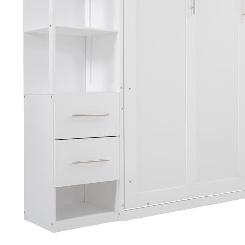 Queen Size Murphy Bed with Cabinet and LED Lights P178570