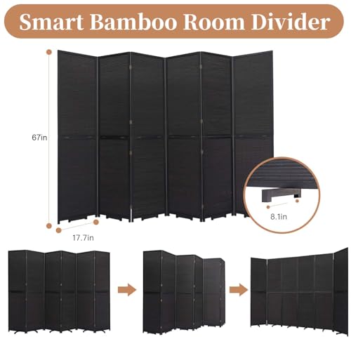 Bamboo Room Divider Folding Privacy Screen 4 Panel Freestanding F401