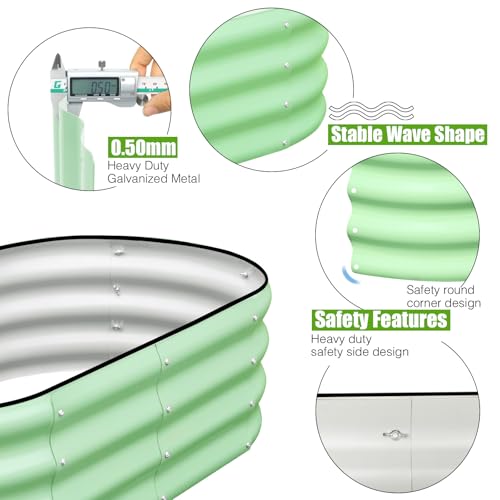 Galvanized Raised Garden Bed, 4x2x1ft Oval Metal Planter Box for Outdoor Vegetables T107625