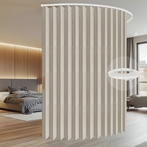 Accordion Room Divider Curtains with Ceiling Track, Grey, W100 x L84 J296