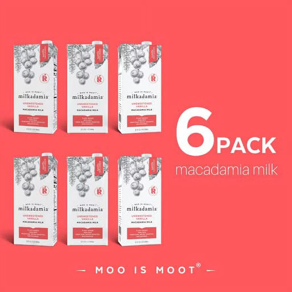 Unsweetened Vanilla Macadamia Milk, 32 Fl Oz (Pack of 6) G21608