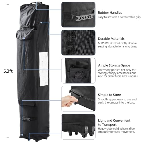Heavy Duty Pop Up Canopy Tent 10x20 with Wheeled Carry Bag, White X6840