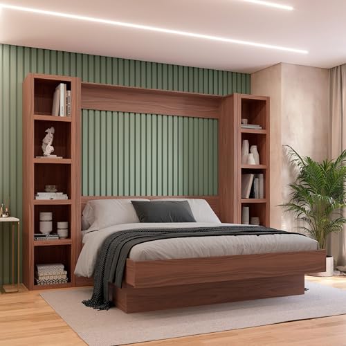 Queen Murphy Wall Bed with Two Bookshelves Y365306