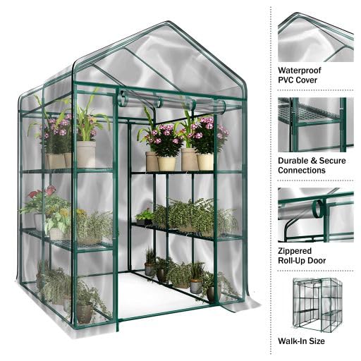 Mini Greenhouse with Locking Wheels and PVC Cover G5355