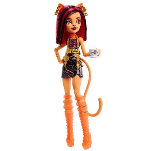 Monster High Skulltimate Secrets Neon Frights Doll & Accessories, Toralei Stripe with Dress-Up Locker & 19+ Surprises R9605