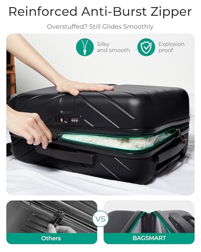 Carry On Luggage 22x14x9 with TSA Lock, Hardside Spinner Suitcase 20 inch Black P3277