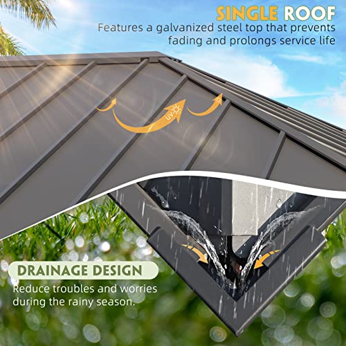 12x20 Hardtop Gazebo Double Roof Galvanized Steel Outdoor Aluminum Frame with Netting and Curtains M3306