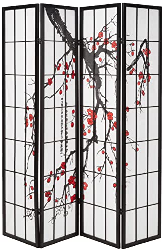 4 Panel Shoji Room Divider, Natural P768439