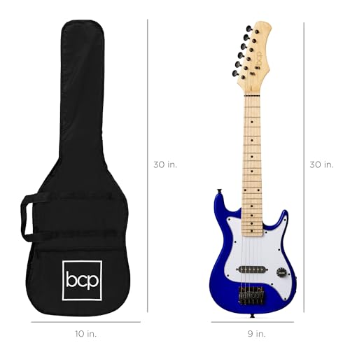 30in Kids Electric Guitar Beginner Starter Kit with Amplifier, Metallic Blue U78618
