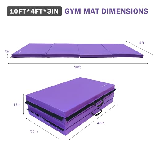 Folding Exercise Gymnastics Mat 4x10x3 Inch with Carrying Handles G881552