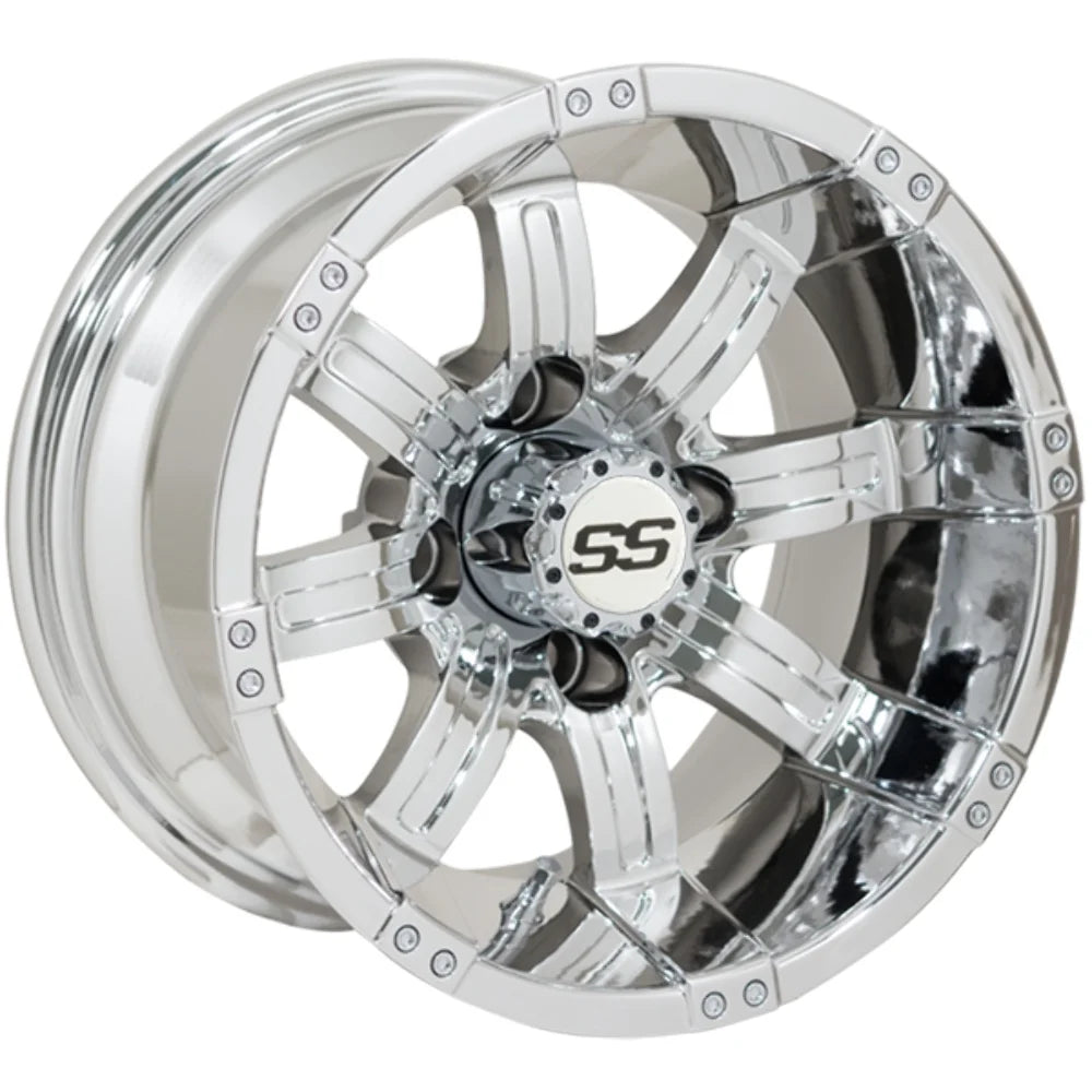 12 inch Chrome Golf Cart Wheel with 215/35-12 Tire Set of 4 U306283