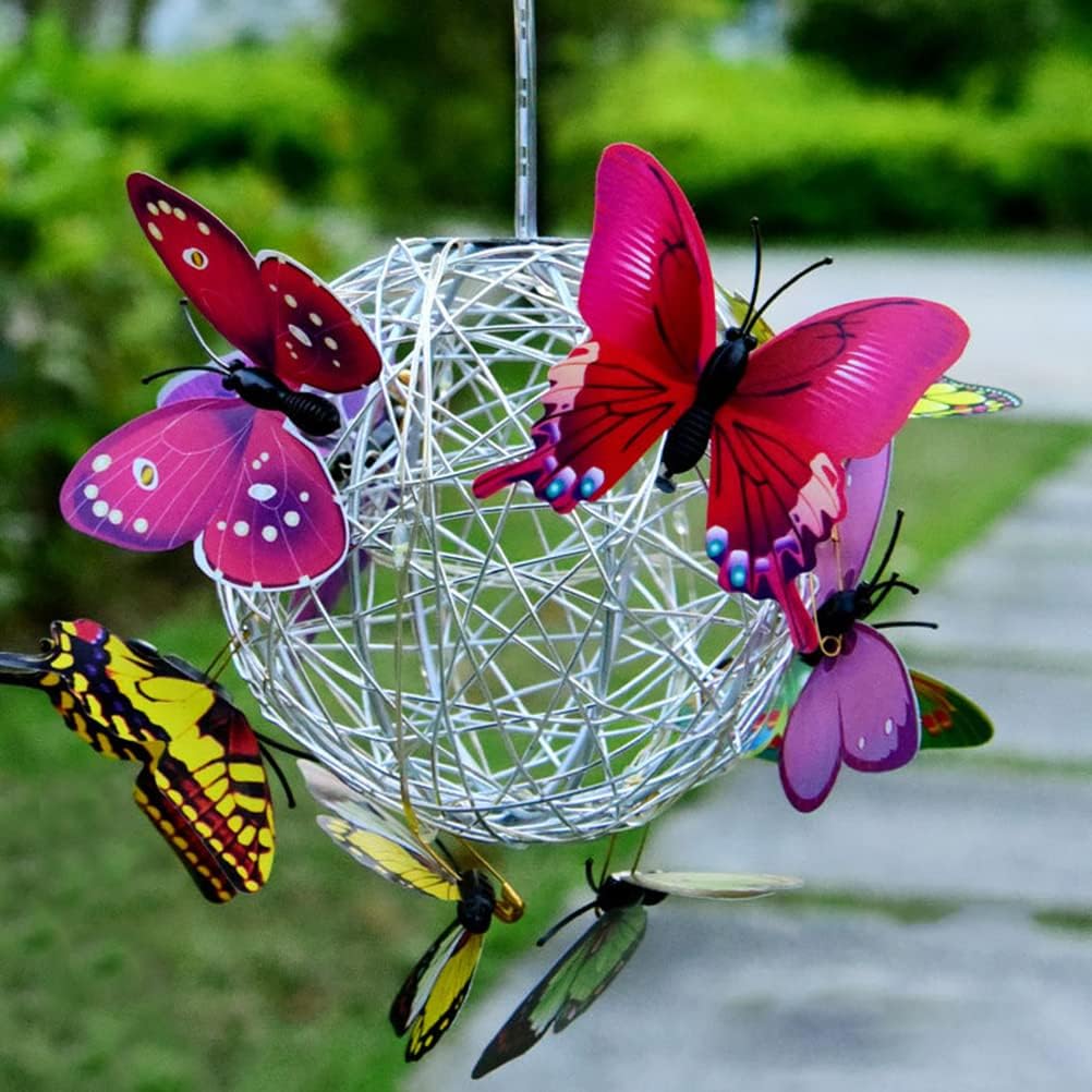 Solar Hanging Mesh Orb with LED Butterfly Light X476