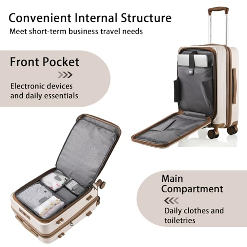 Expandable Carry-On Luggage, Hardside, Spinner Wheels, TSA Lock, 20-Inch U64815