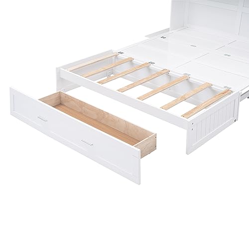 Queen Size Murphy Bed with Cabinet and LED Lights P178570