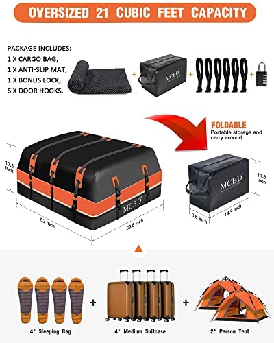 Soft-Shell Waterproof Rooftop Cargo Carrier for SUV, 21 Cubic Feet S158395